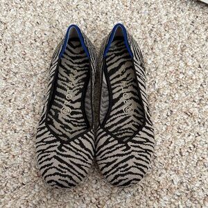 Rothy's Black and Cream Zebra Print Flats size 8